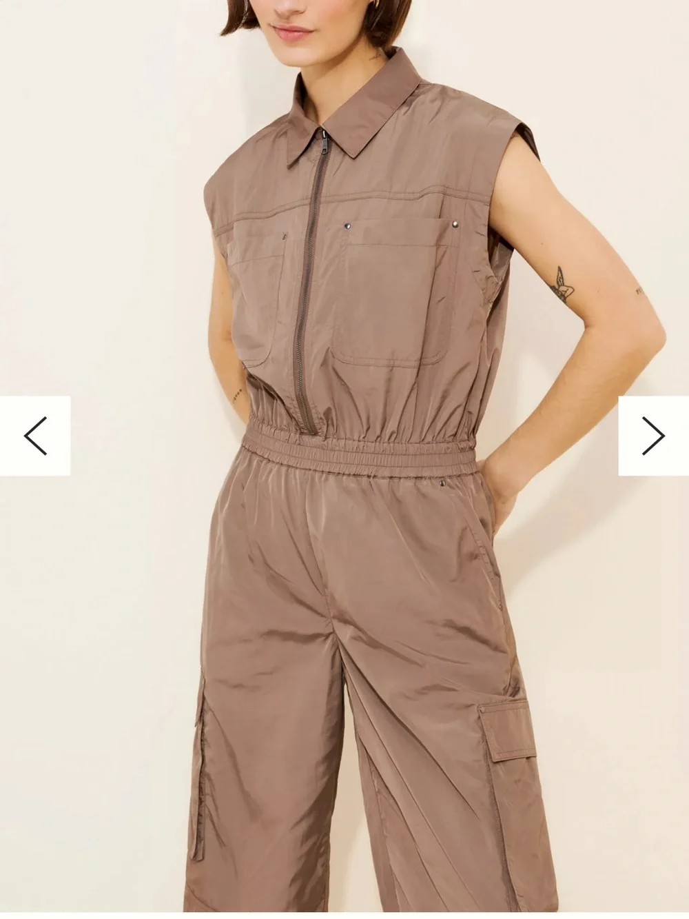 pistola Becca Sleeveless Utility Jumpsuit in Taupe Anthropologie Size XS